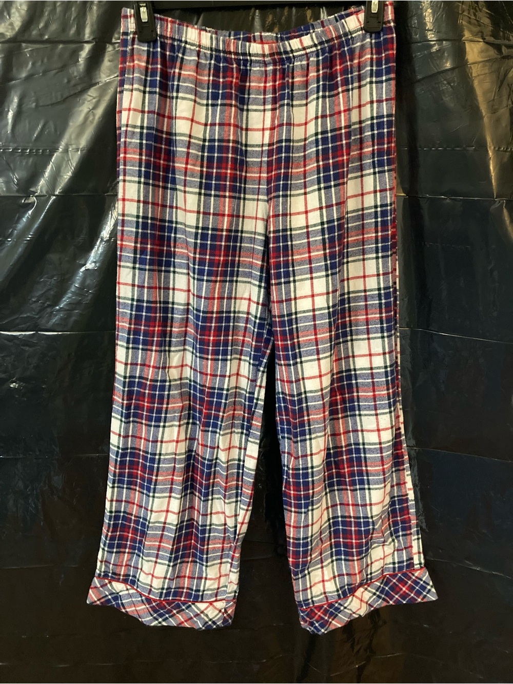 Laura Scott Red, White & Blue Plaid Flannel Pants